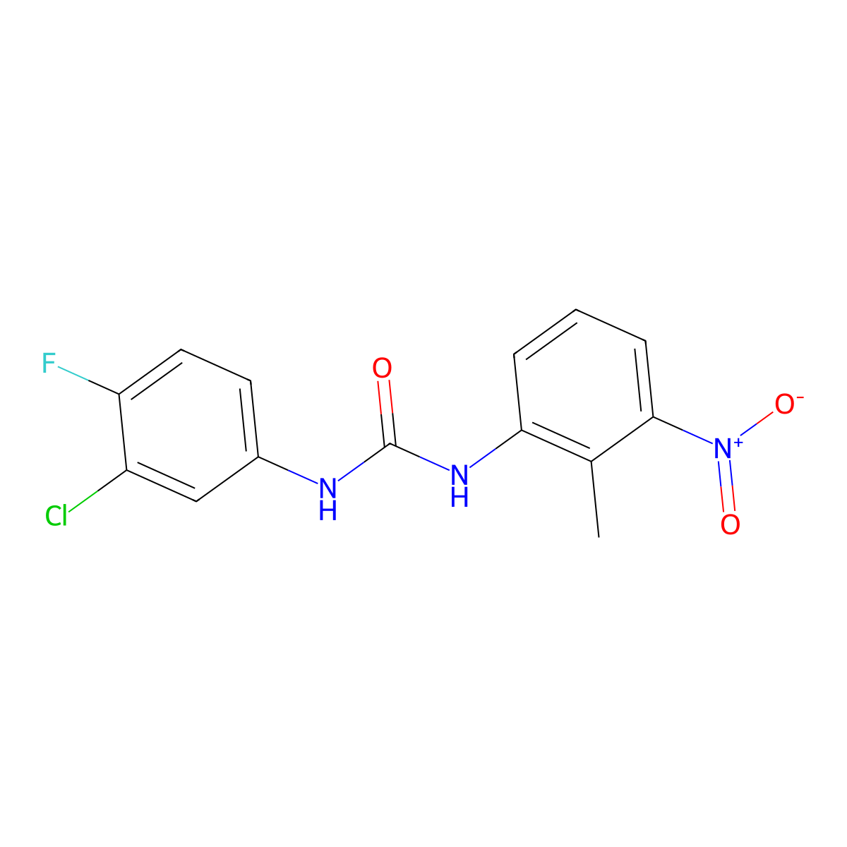 1-(3-Chloro-4-fluorophenyl)-3-(2-methyl-3-nitrophenyl)urea molecular structure, CAS 701925-70-4