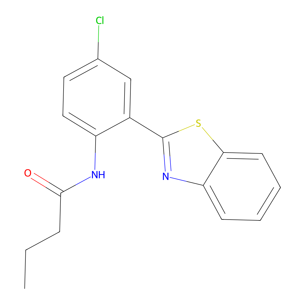 N-[2-(1,3-benzothiazol-2-yl)-4-chlorophenyl]butanamide molecular structure, CAS 701925-80-6