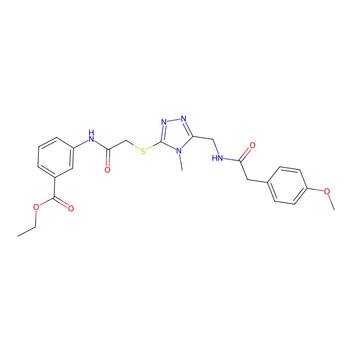 ethyl 3-[({[5-({[(4-methoxyphenyl)acetyl]amino}methyl)-4-methyl-4H-1,2,4-triazol-3-yl]sulfanyl}acetyl)amino]benzoate molecular structure, CAS 701925-89-5