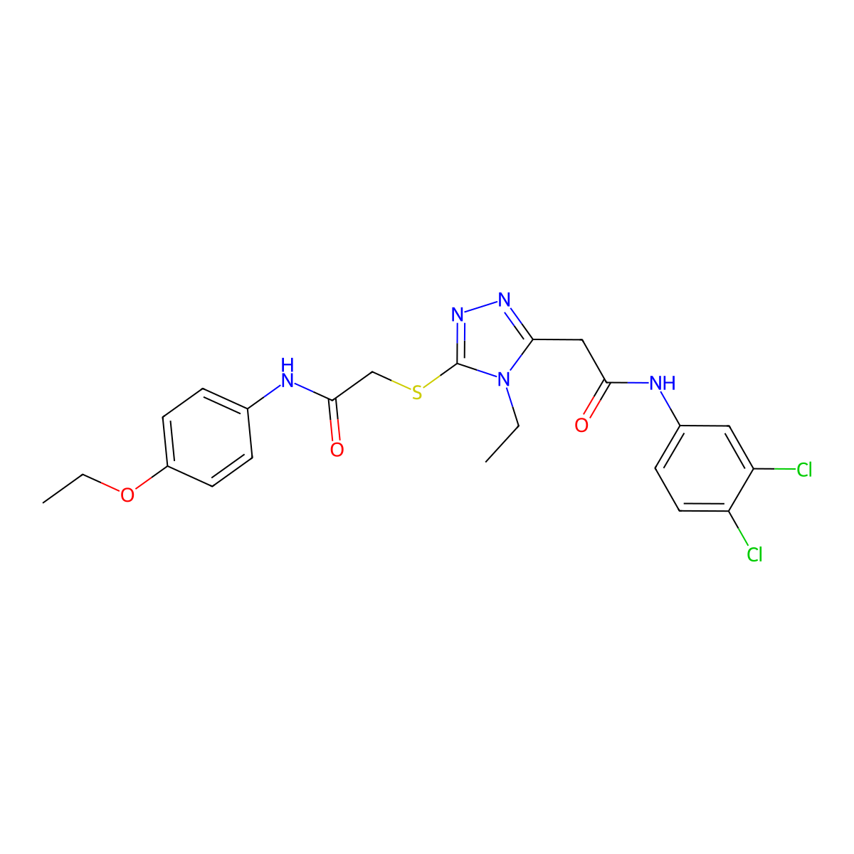 N-(3,4-dichlorophenyl)-2-[5-[2-(4-ethoxyanilino)-2-oxoethyl]sulfanyl-4-ethyl-1,2,4-triazol-3-yl]acetamide molecular structure, CAS 701925-97-5