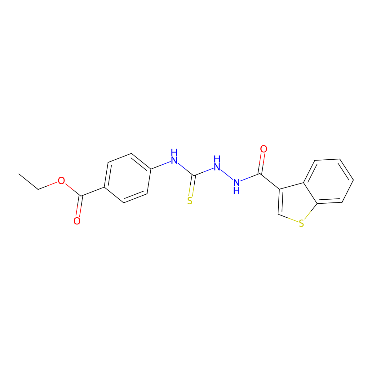 Ethyl 4-({[2-(1-benzothiophen-3-ylcarbonyl)hydrazinyl]carbonothioyl}amino)benzoate molecular structure, CAS 701926-08-1