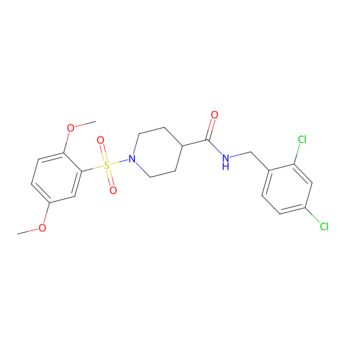 N-[(2,4-dichlorophenyl)methyl]-1-(2,5-dimethoxyphenyl)sulfonylpiperidine-4-carboxamide molecular structure, CAS 701926-20-7