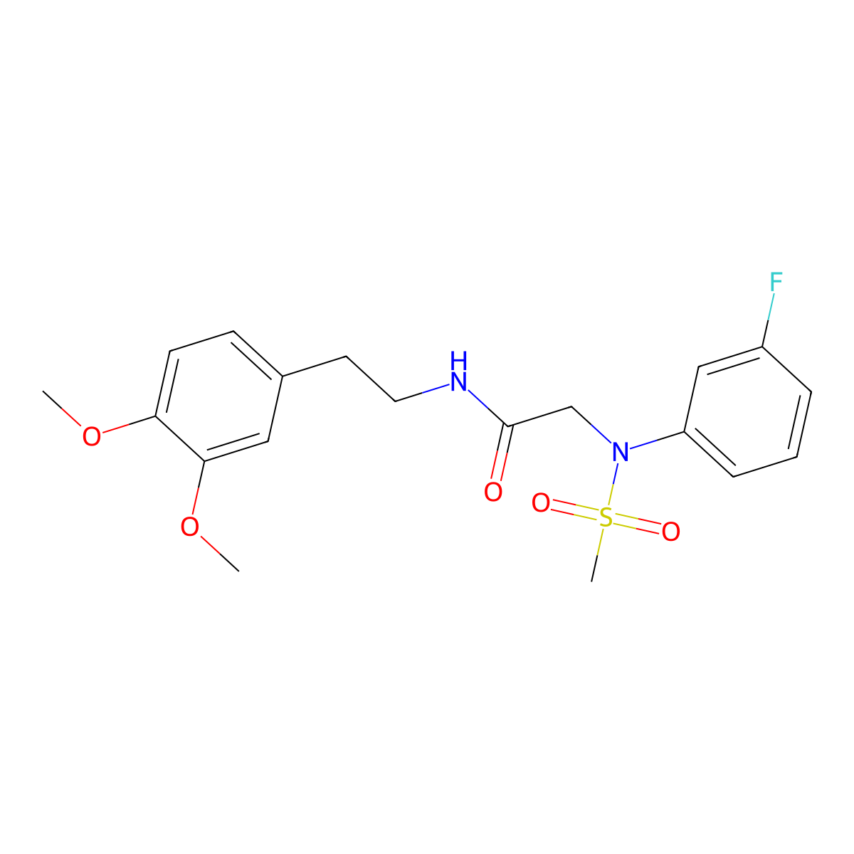 N-[2-(3,4-dimethoxyphenyl)ethyl]-2-(3-fluoro-N-methylsulfonylanilino)acetamide molecular structure, CAS 701926-30-9