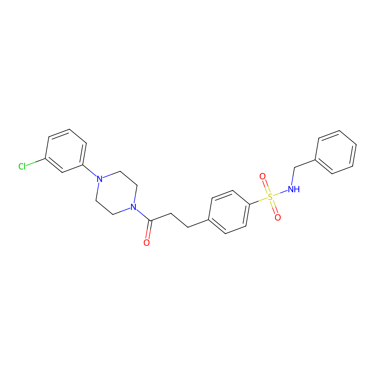 N-benzyl-4-[3-[4-(3-chlorophenyl)piperazin-1-yl]-3-oxopropyl]benzenesulfonamide molecular structure, CAS 701926-35-4