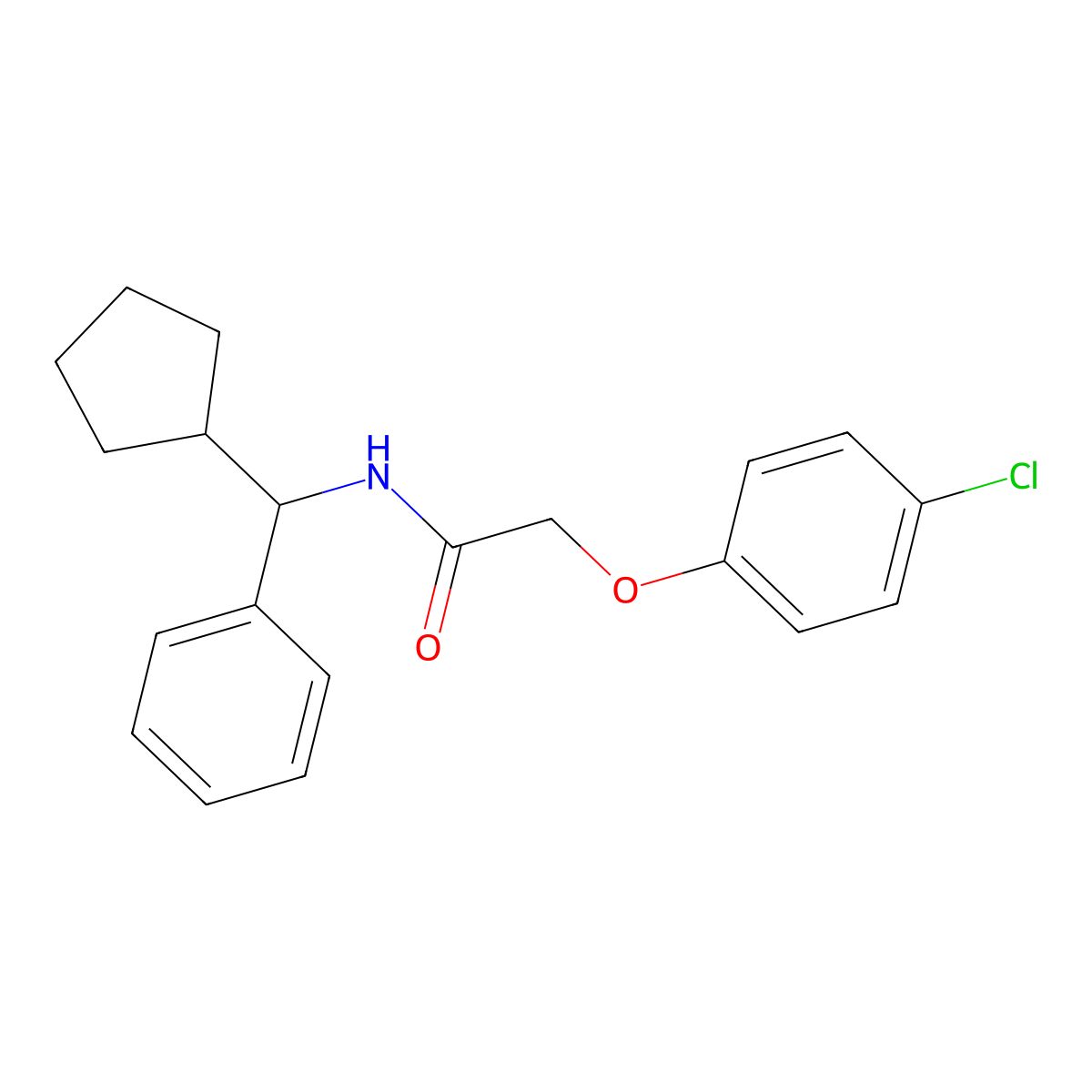 2-(4-chlorophenoxy)-N-[cyclopentyl(phenyl)methyl]acetamide molecular structure, CAS 701926-56-9