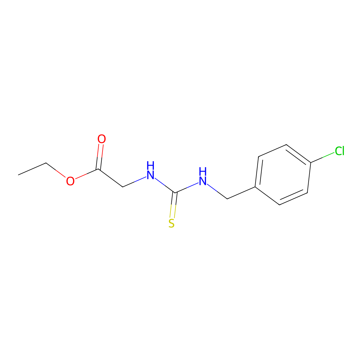 Ethyl 2-[({[(4-chlorophenyl)methyl]amino}thioxomethyl)amino]acetate molecular structure, CAS 701926-65-0