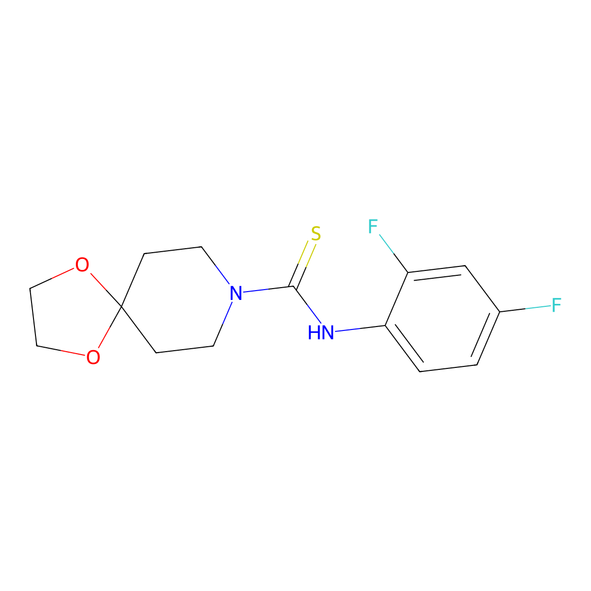 N-(2,4-difluorophenyl)-1,4-dioxa-8-azaspiro[4.5]decane-8-carbothioamide molecular structure, CAS 701926-66-1