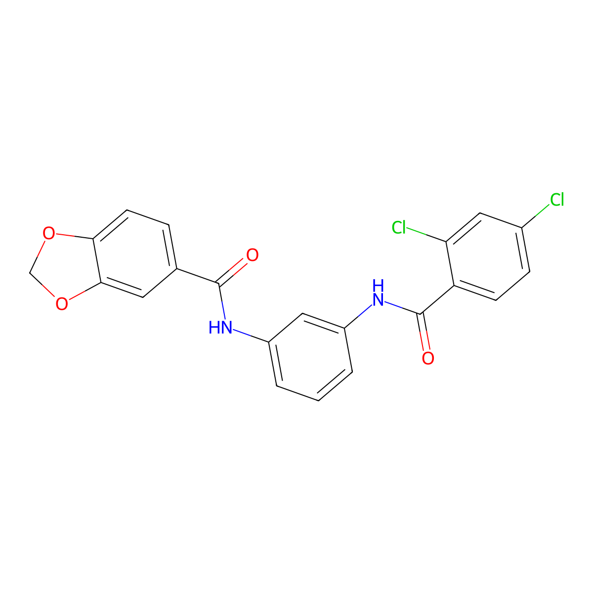 N-[3-[(2,4-dichlorobenzoyl)amino]phenyl]-1,3-benzodioxole-5-carboxamide molecular structure, CAS 701926-93-4