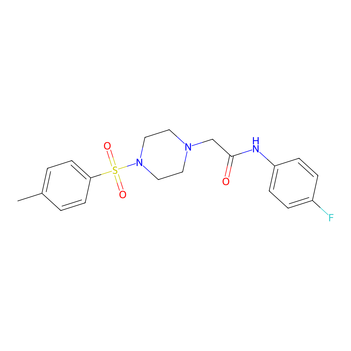 N-(4-fluorophenyl)-2-[4-(4-methylphenyl)sulfonylpiperazin-1-yl]acetamide molecular structure, CAS 701926-99-0