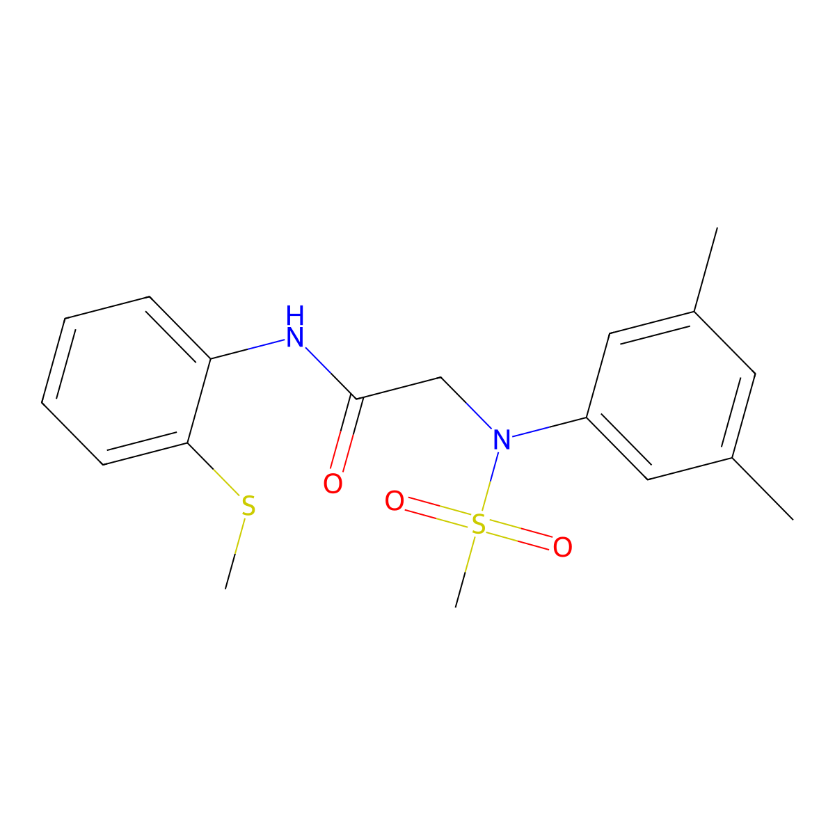 2-(3,5-dimethyl-N-methylsulfonylanilino)-N-(2-methylsulfanylphenyl)acetamide molecular structure, CAS 701927-18-6
