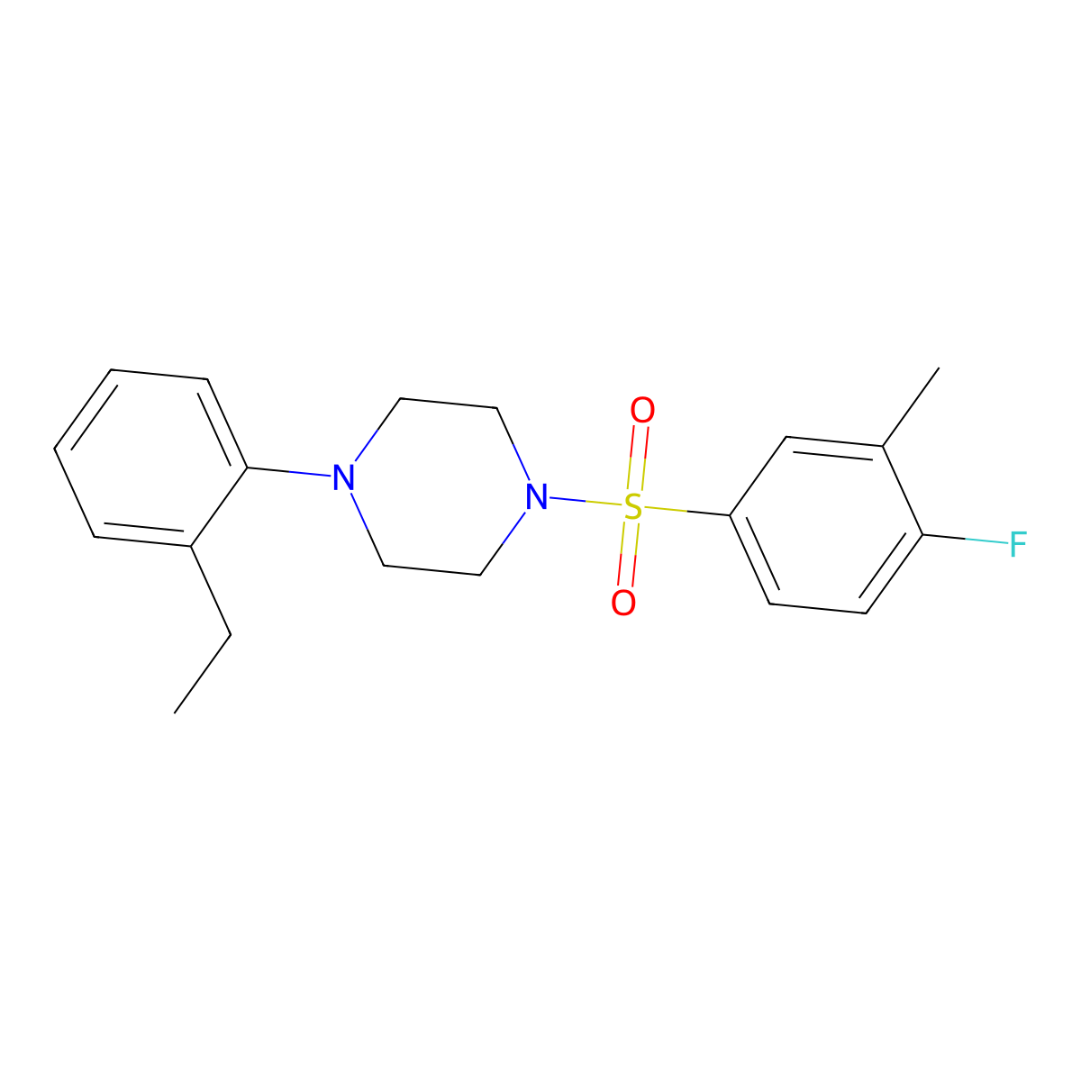 1-(2-Ethylphenyl)-4-[(4-fluoro-3-methylphenyl)sulfonyl]piperazine molecular structure, CAS 701927-35-7