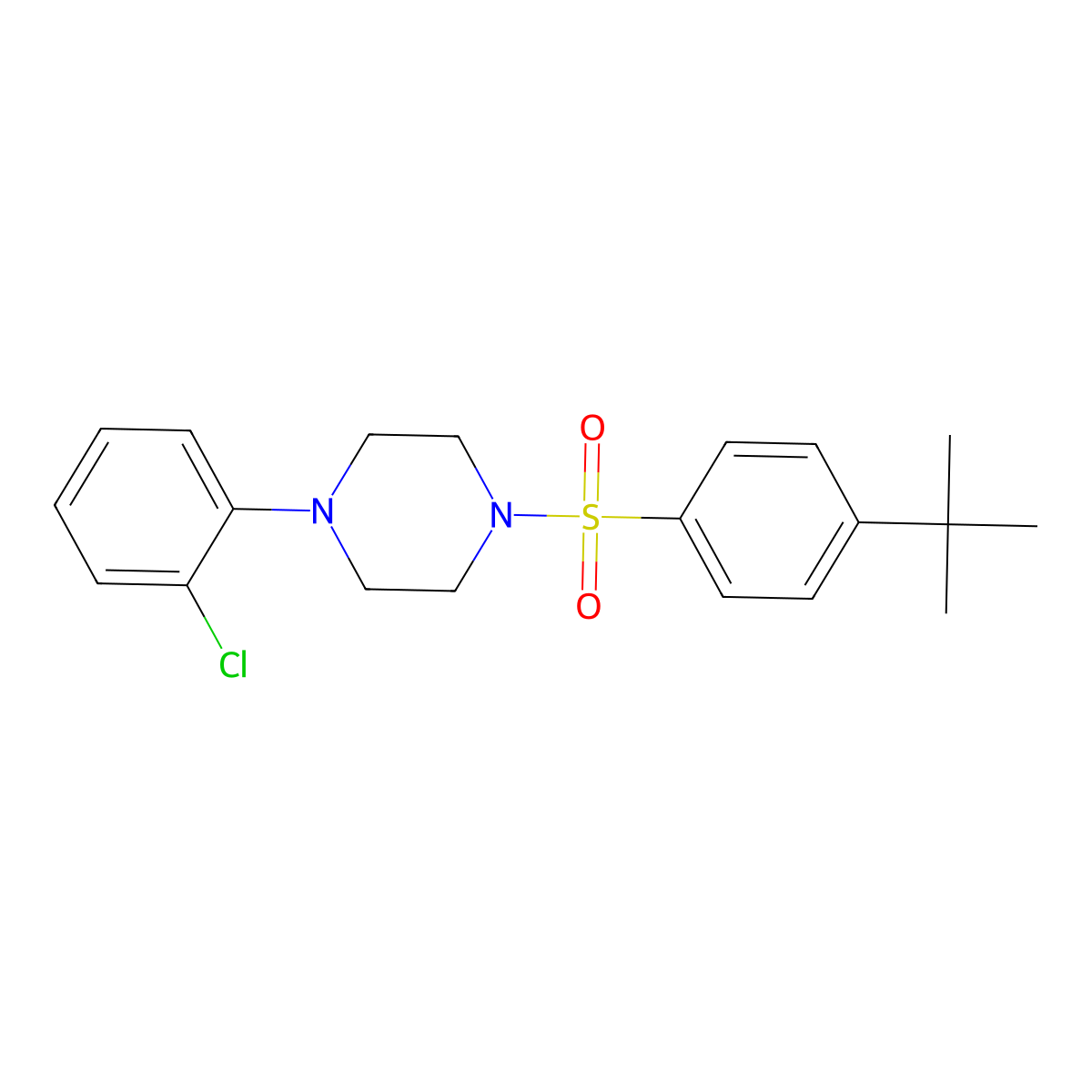 1-(4-Tert-butylbenzenesulfonyl)-4-(2-chlorophenyl)piperazine molecular structure, CAS 701927-41-5