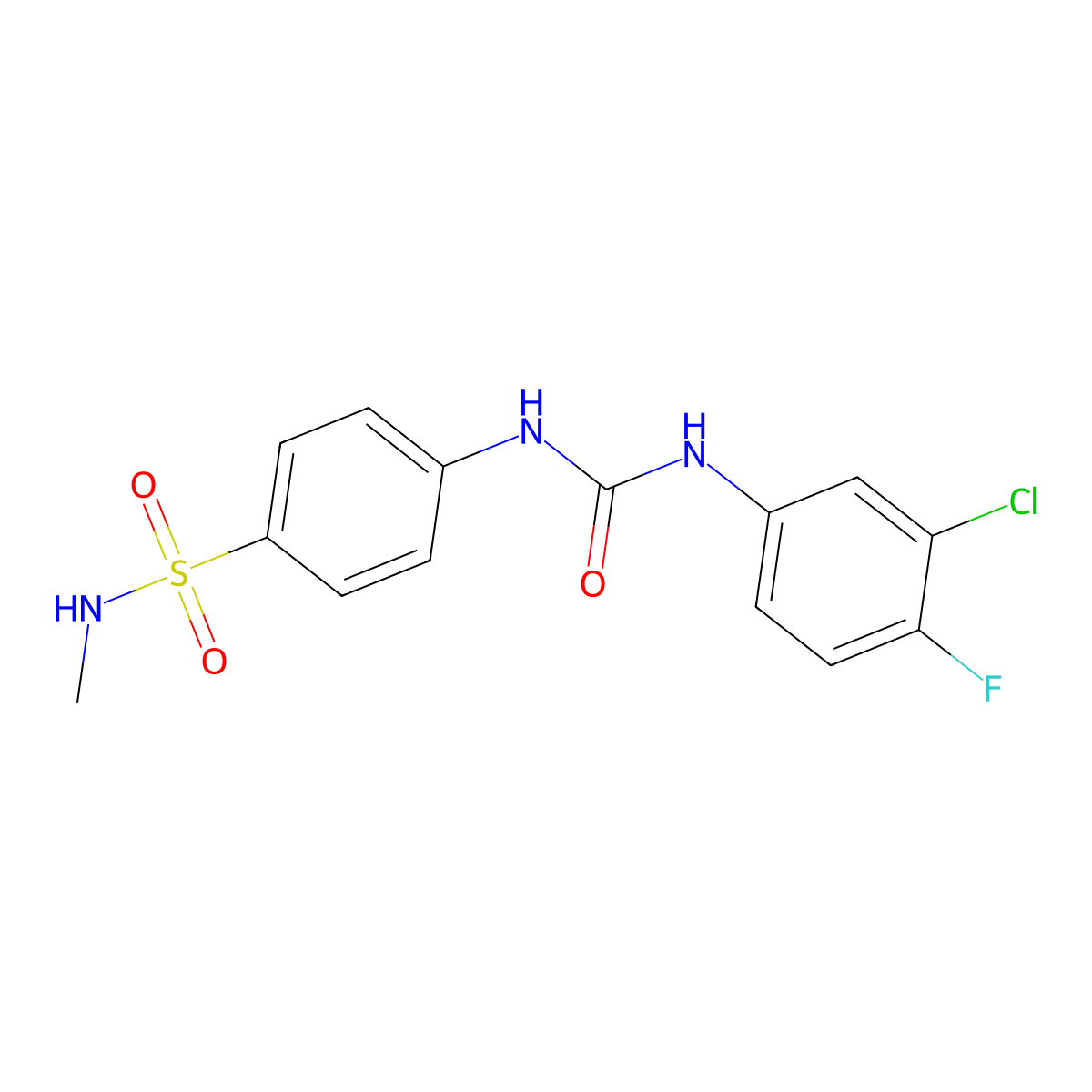 1-(3-Chloro-4-fluorophenyl)-3-[4-(methylsulfamoyl)phenyl]urea molecular structure, CAS 701927-67-5
