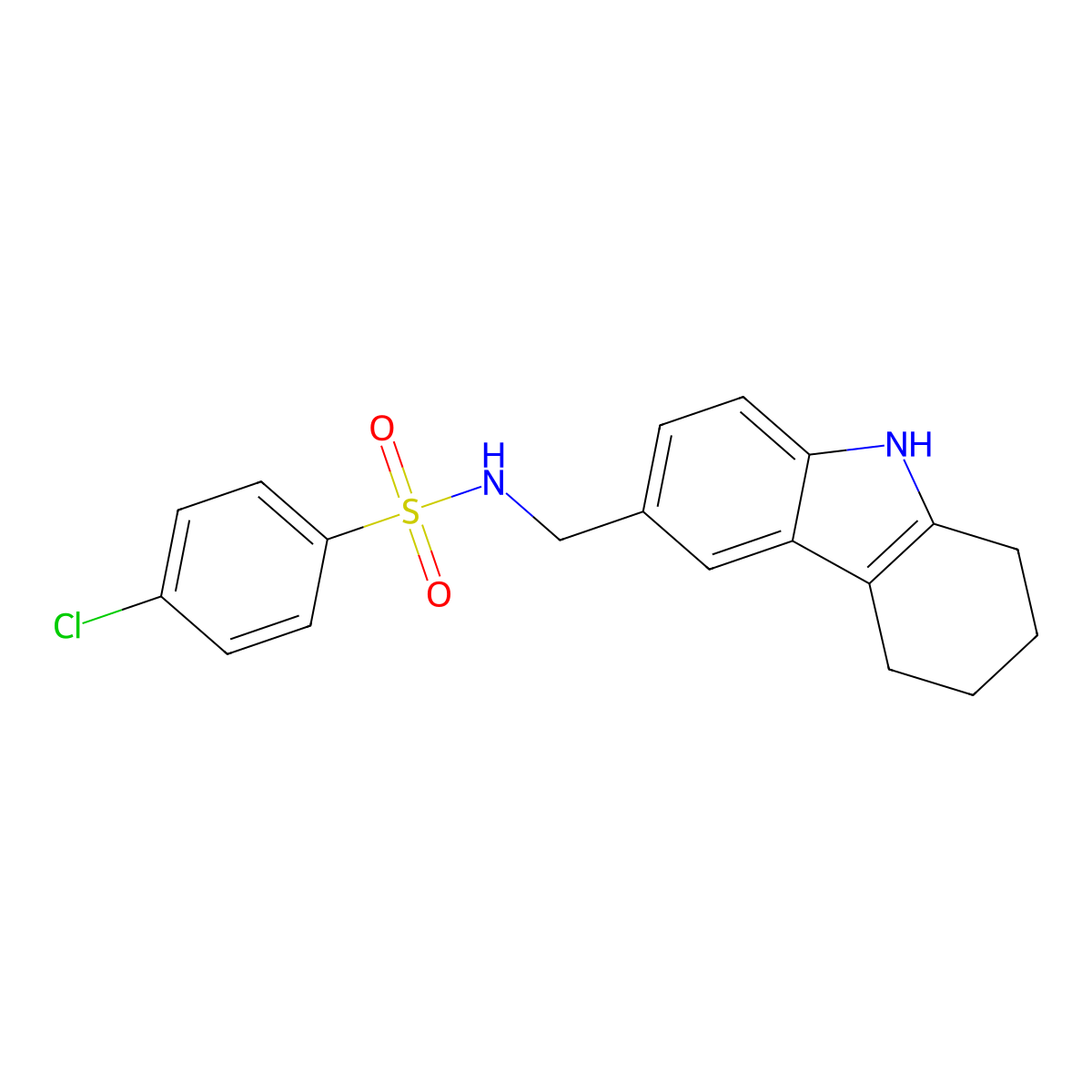 4-chloro-N-((2,3,4,9-tetrahydro-1H-carbazol-6-yl)methyl)benzenesulfonamide molecular structure, CAS 701927-69-7