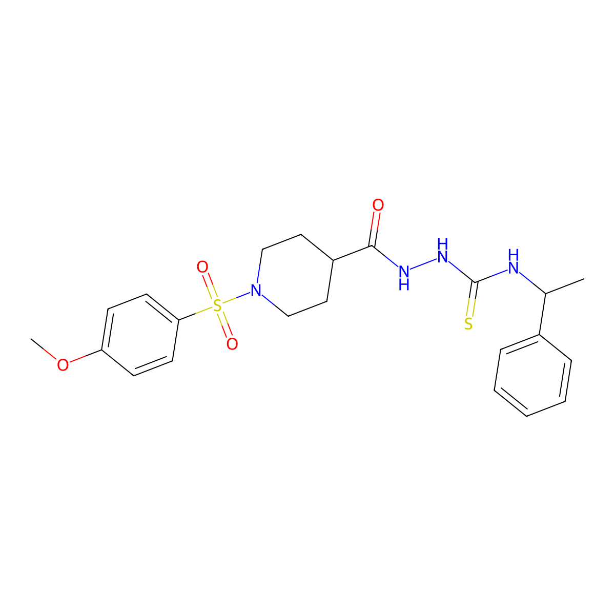 1-[[1-(4-Methoxyphenyl)sulfonylpiperidine-4-carbonyl]amino]-3-(1-phenylethyl)thiourea molecular structure, CAS 701927-86-8