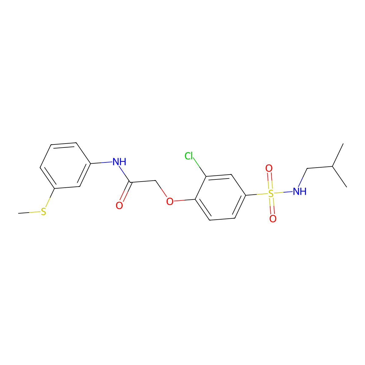 2-[2-chloro-4-(2-methylpropylsulfamoyl)phenoxy]-N-(3-methylsulfanylphenyl)acetamide molecular structure, CAS 701928-00-9