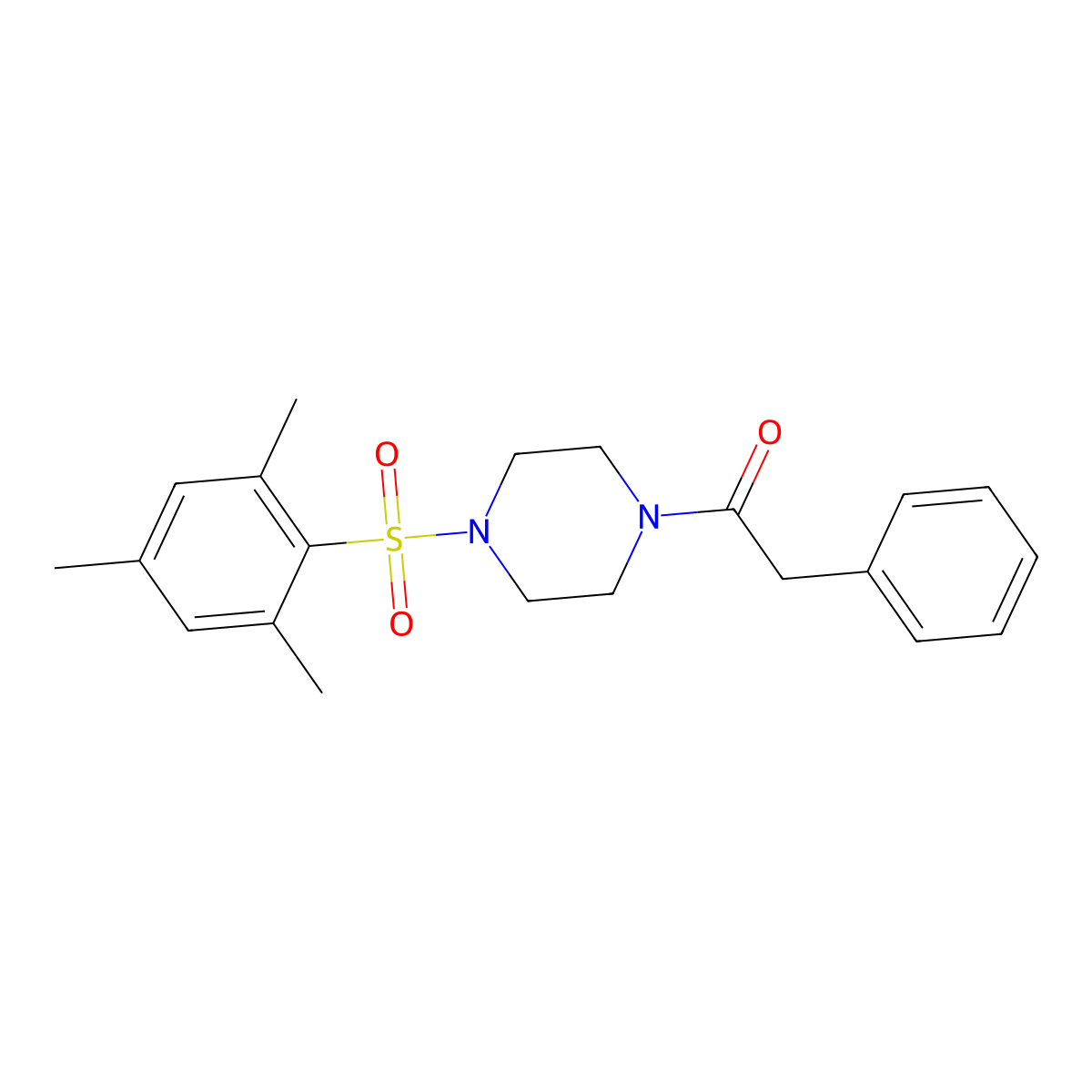 1-(Mesitylsulfonyl)-4-(phenylacetyl)piperazine molecular structure, CAS 701928-17-8