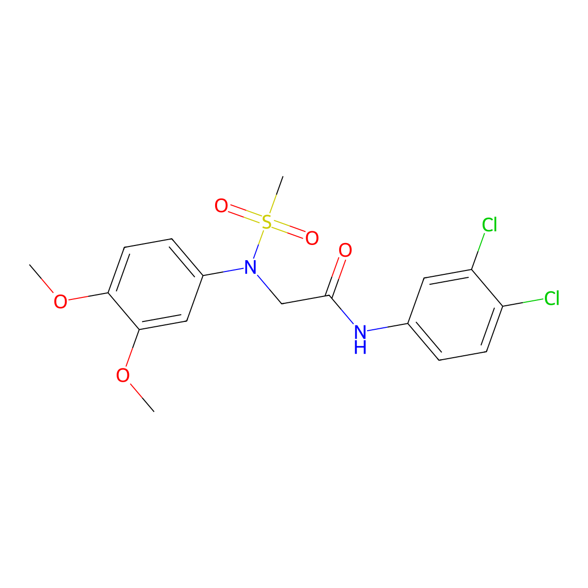 N-(3,4-dichlorophenyl)-2-(3,4-dimethoxy-N-methylsulfonylanilino)acetamide molecular structure, CAS 701929-39-7