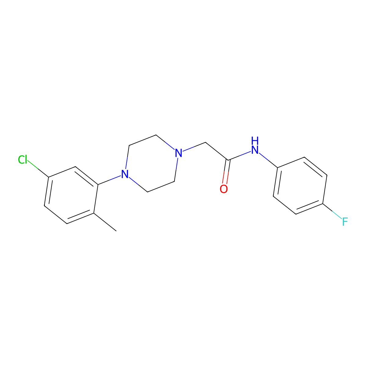 2-[4-(5-chloro-2-methylphenyl)piperazin-1-yl]-N-(4-fluorophenyl)acetamide molecular structure, CAS 701929-53-5