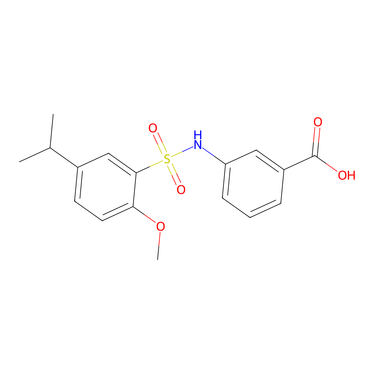 3-({[2-Methoxy-5-(methylethyl)phenyl]sulfonyl}amino)benzoic acid molecular structure, CAS 701929-80-8