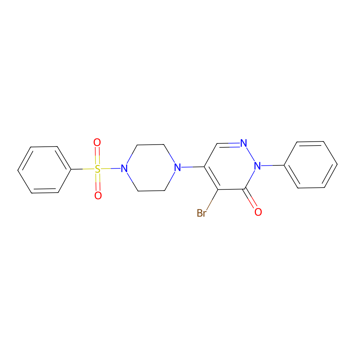 5-[4-(Benzenesulfonyl)piperazin-1-yl]-4-bromo-2-phenylpyridazin-3-one molecular structure, CAS 701930-01-0