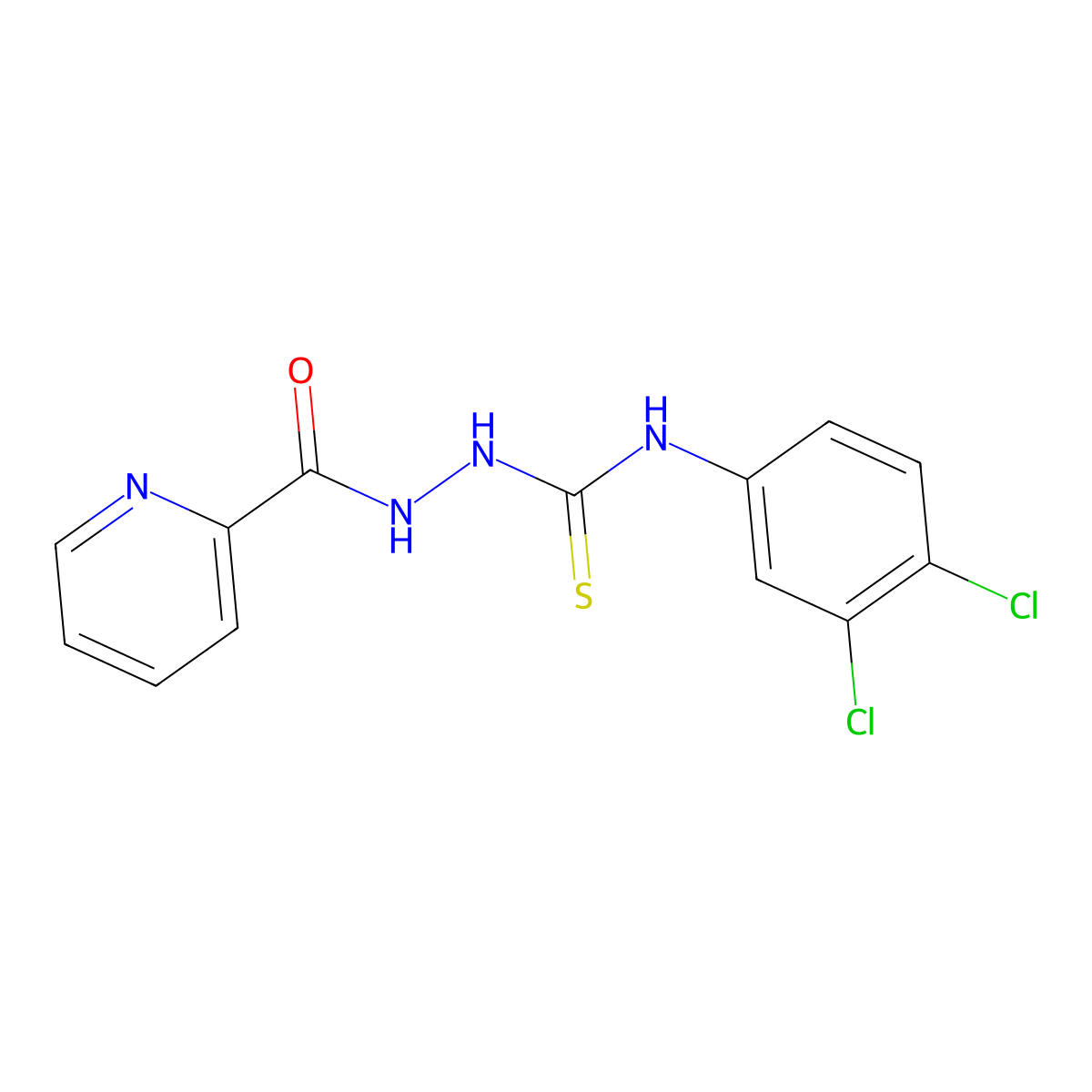 N-(3,4-dichlorophenyl)-2-(2-pyridinylcarbonyl)hydrazinecarbothioamide molecular structure, CAS 701930-13-4