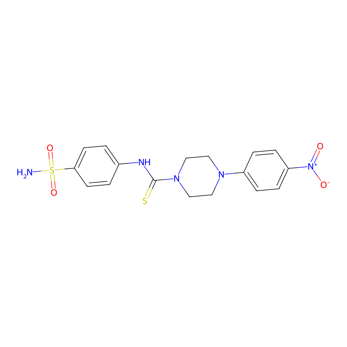 4-(4-nitrophenyl)-N-(4-sulfamoylphenyl)piperazine-1-carbothioamide molecular structure, CAS 701930-21-4
