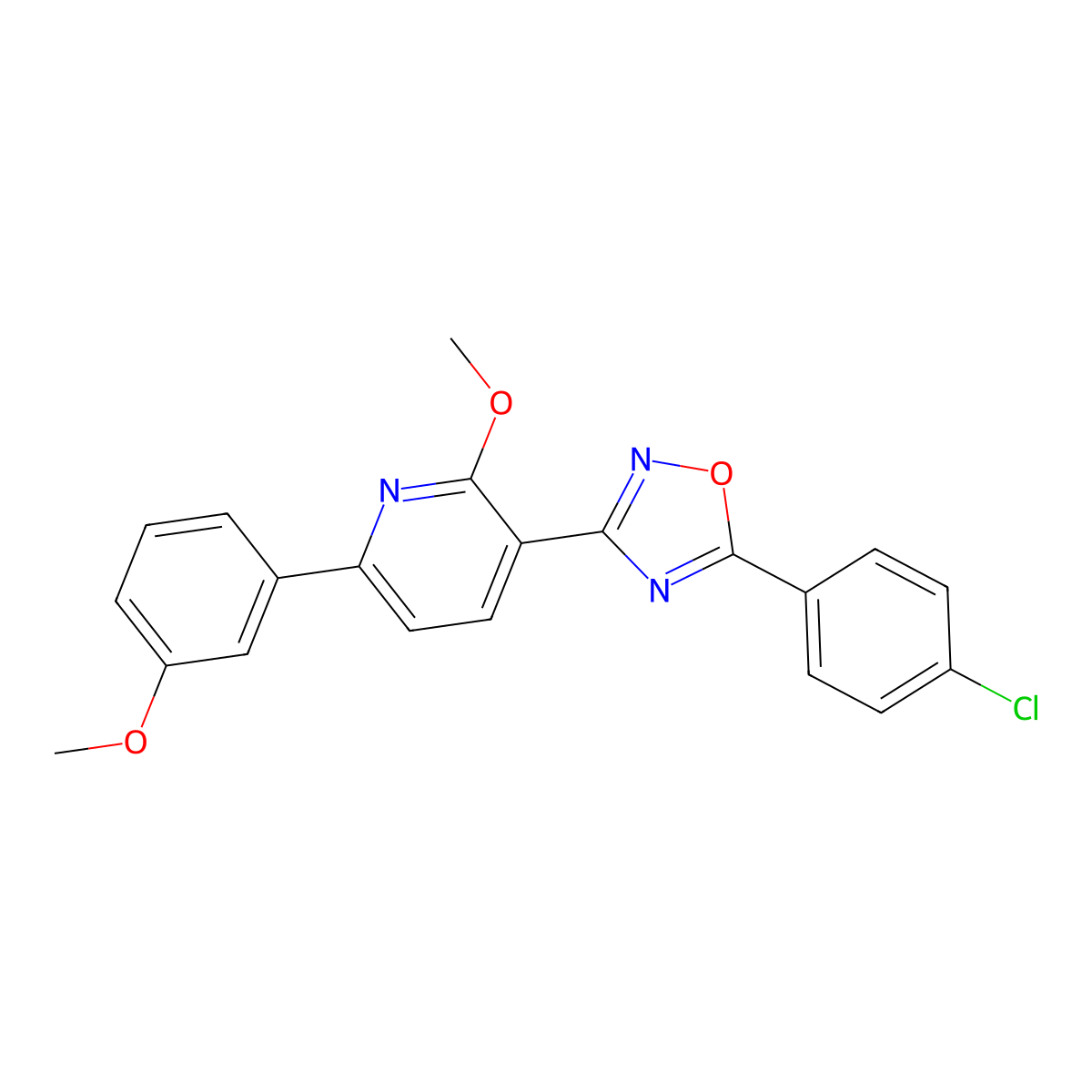 3-[5-(4-Chlorophenyl)-1,2,4-oxadiazol-3-yl]-2-methoxy-6-(3-methoxyphenyl)pyridine molecular structure, CAS 701930-25-8