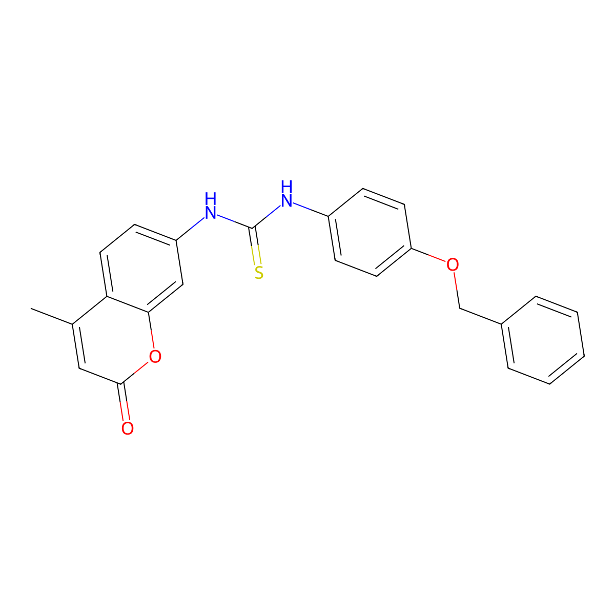 1-(4-Methyl-2-oxochromen-7-yl)-3-(4-phenylmethoxyphenyl)thiourea molecular structure, CAS 701930-26-9