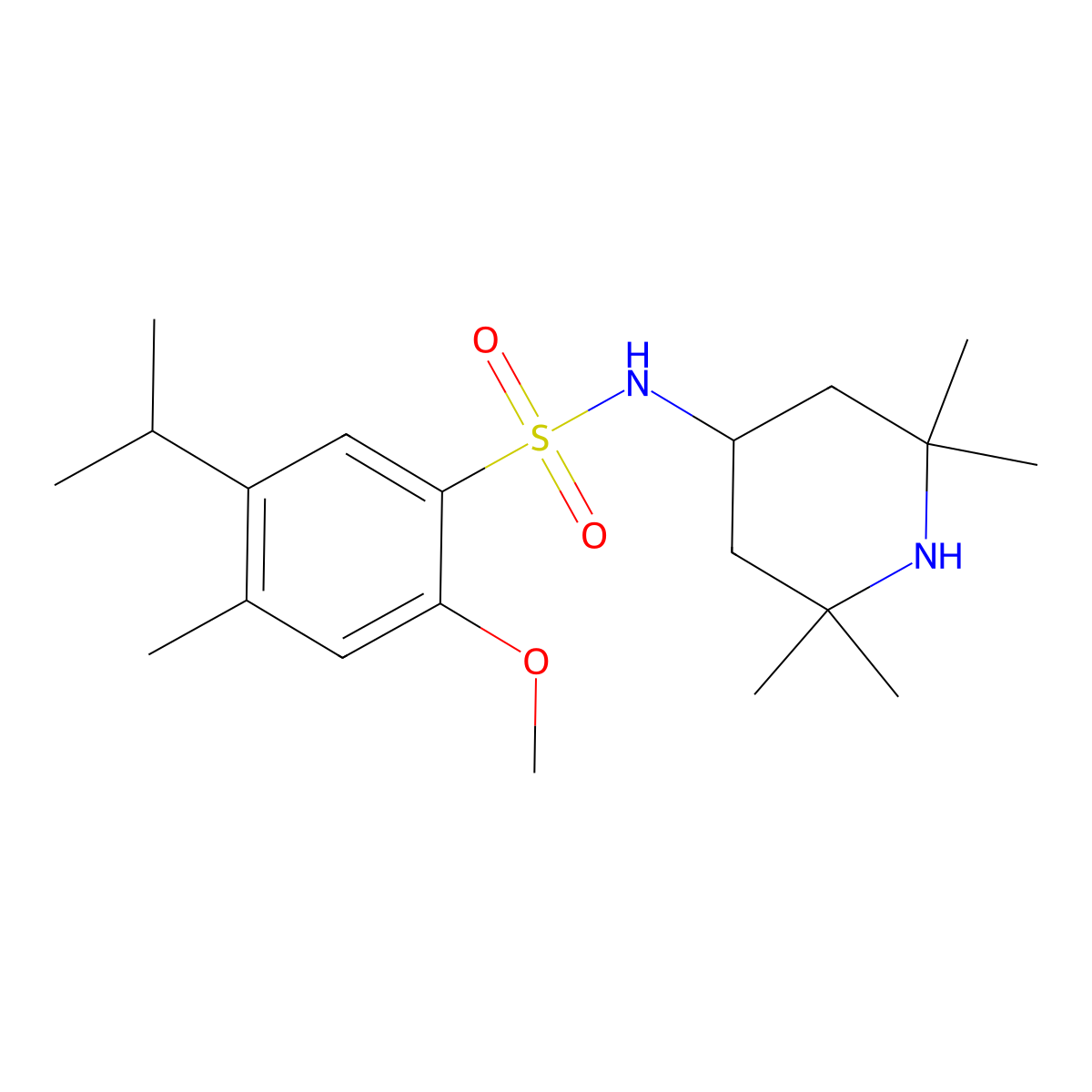 5-Isopropyl-2-methoxy-4-methyl-N-(2,2,6,6-tetramethyl-piperidin-4-yl)-benzenesulfonamide molecular structure, CAS 701930-38-3