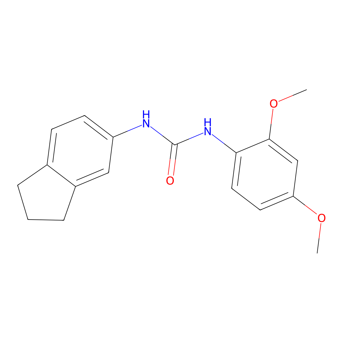 1-(2,3-dihydro-1H-inden-5-yl)-3-(2,4-dimethoxyphenyl)urea molecular structure, CAS 701930-40-7