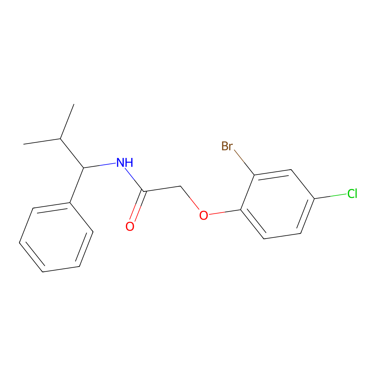 2-(2-bromo-4-chlorophenoxy)-N-(2-methyl-1-phenylpropyl)acetamide molecular structure, CAS 701930-41-8