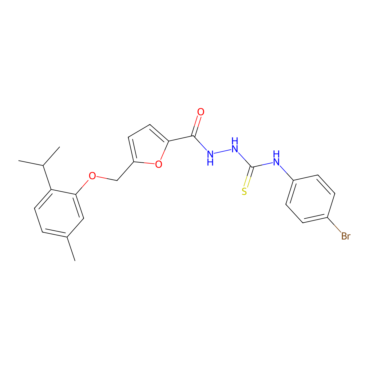 1-(4-Bromophenyl)-3-[[5-[(5-methyl-2-propan-2-ylphenoxy)methyl]furan-2-carbonyl]amino]thiourea molecular structure, CAS 701930-48-5