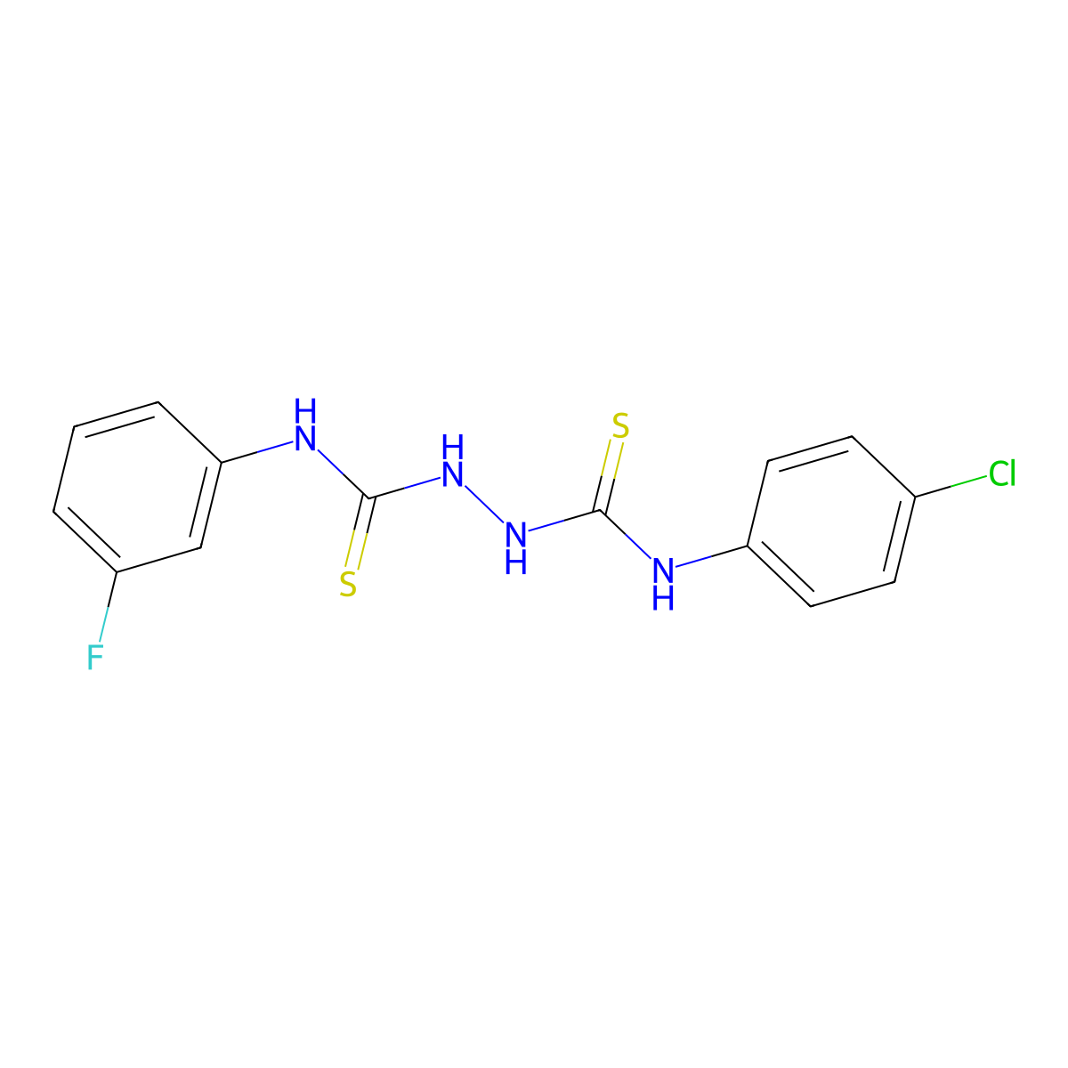 1-(4-Chlorophenyl)-3-[(3-fluorophenyl)carbamothioylamino]thiourea molecular structure, CAS 701930-70-3
