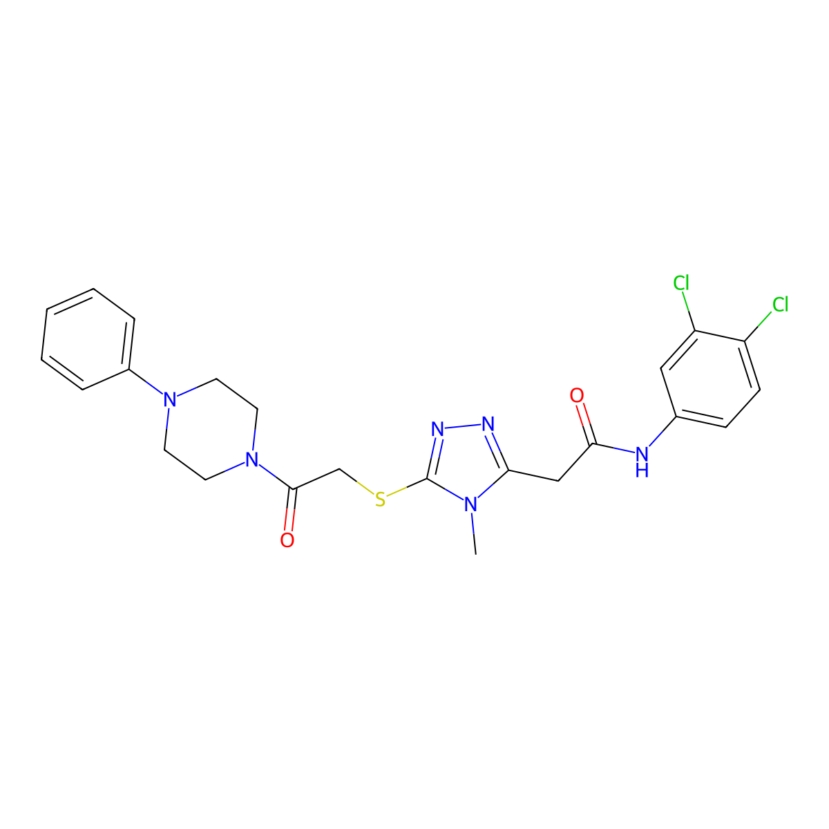 N-(3,4-dichlorophenyl)-2-[4-methyl-5-[2-oxo-2-(4-phenylpiperazin-1-yl)ethyl]sulfanyl-1,2,4-triazol-3-yl]acetamide molecular structure, CAS 701930-74-7