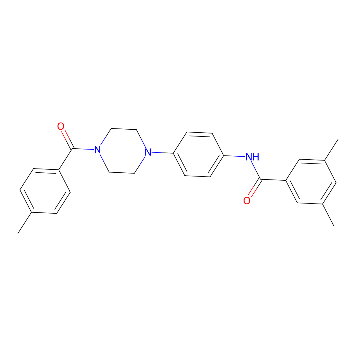 3,5-dimethyl-N-[4-[4-(4-methylbenzoyl)piperazin-1-yl]phenyl]benzamide molecular structure, CAS 701930-84-9