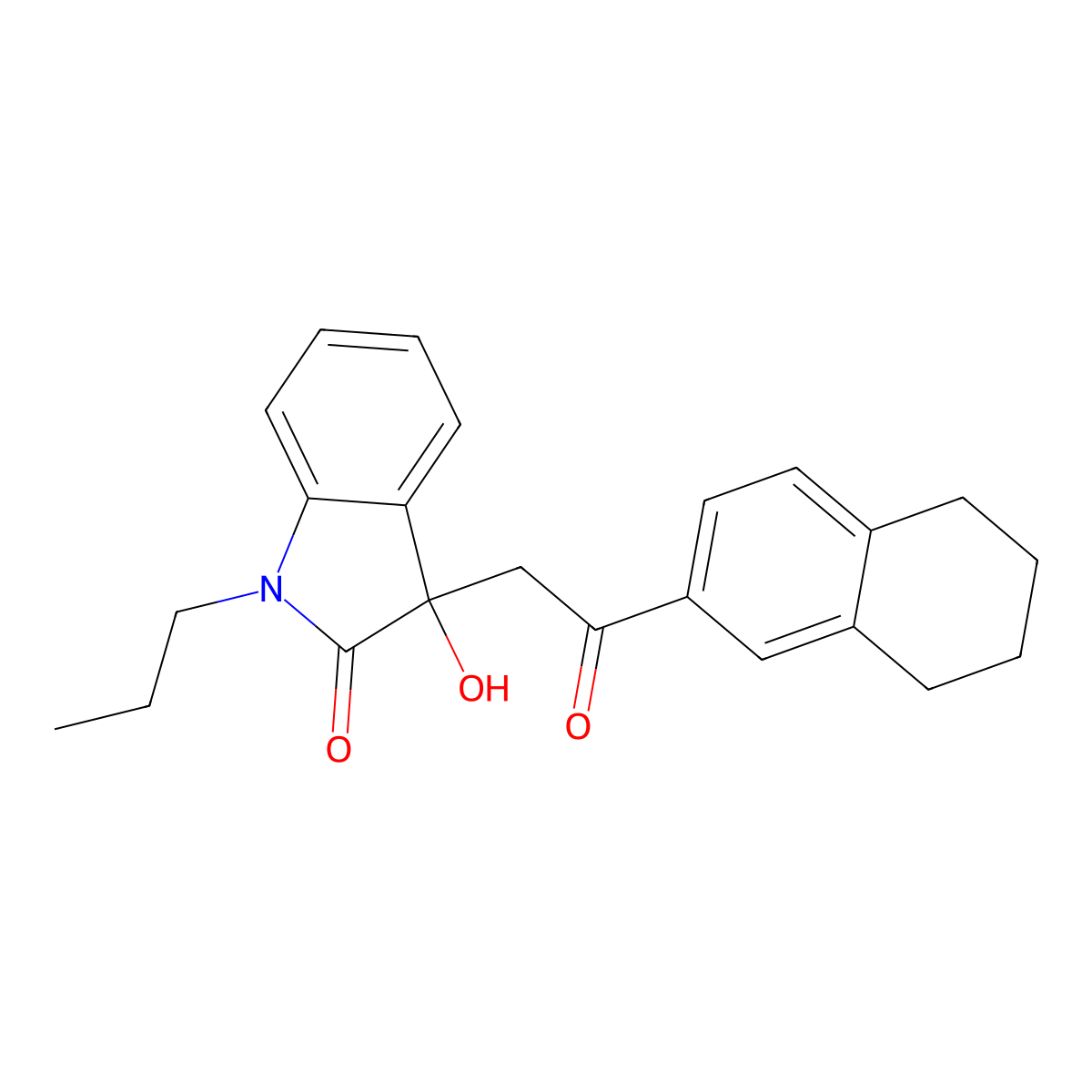 3-Hydroxy-3-[2-oxo-2-(5,6,7,8-tetrahydronaphthalen-2-yl)ethyl]-1-propylindol-2-one molecular structure, CAS 701930-92-9