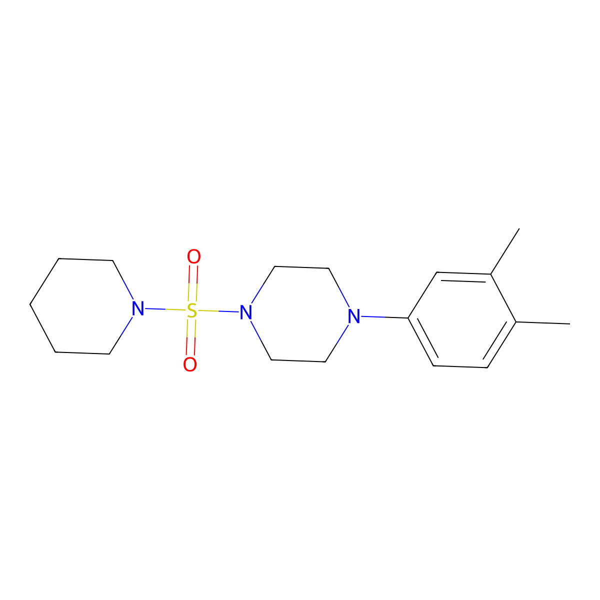 4-(3,4-Dimethylphenyl)-1-(piperidylsulfonyl)piperazine molecular structure, CAS 701931-01-3