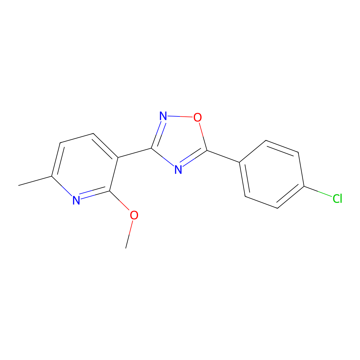 5-(4-Chlorophenyl)-3-(2-methoxy-6-methylpyridin-3-yl)-1,2,4-oxadiazole molecular structure, CAS 701931-03-5