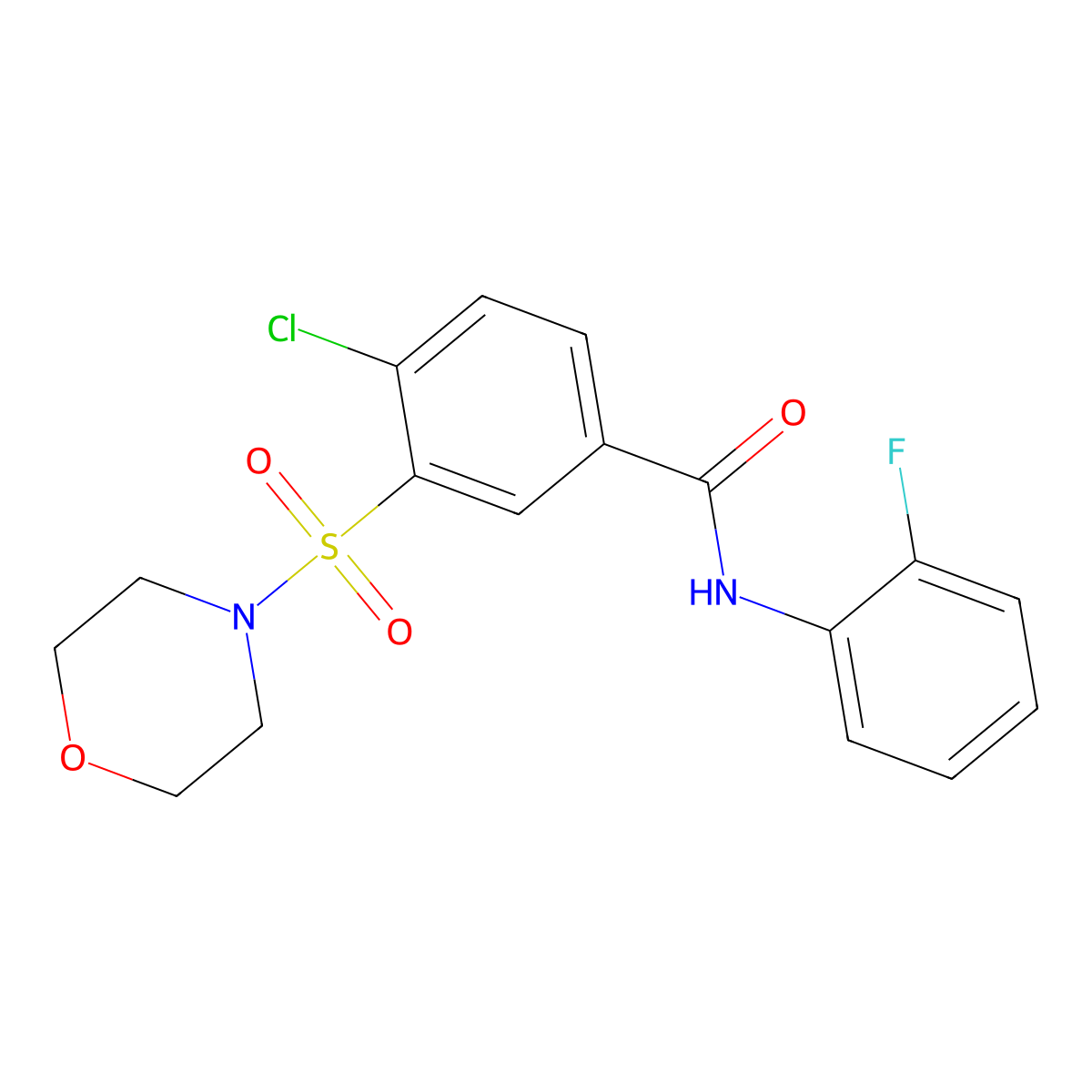 4-chloro-N-(2-fluorophenyl)-3-morpholin-4-ylsulfonylbenzamide molecular structure, CAS 701931-27-3