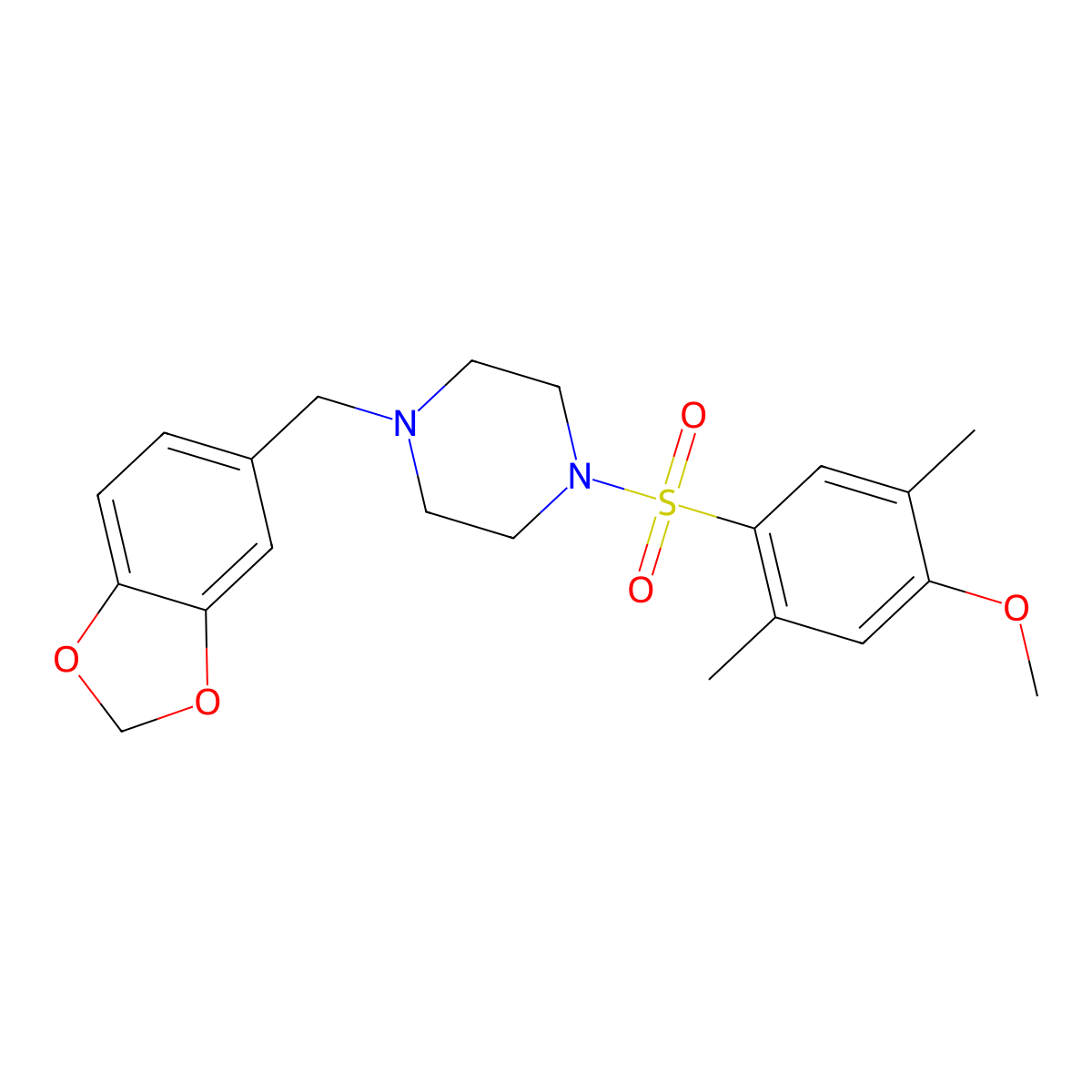 1-(1,3-Benzodioxol-5-ylmethyl)-4-[(4-methoxy-2,5-dimethylphenyl)sulfonyl]piperazine molecular structure, CAS 701931-41-1