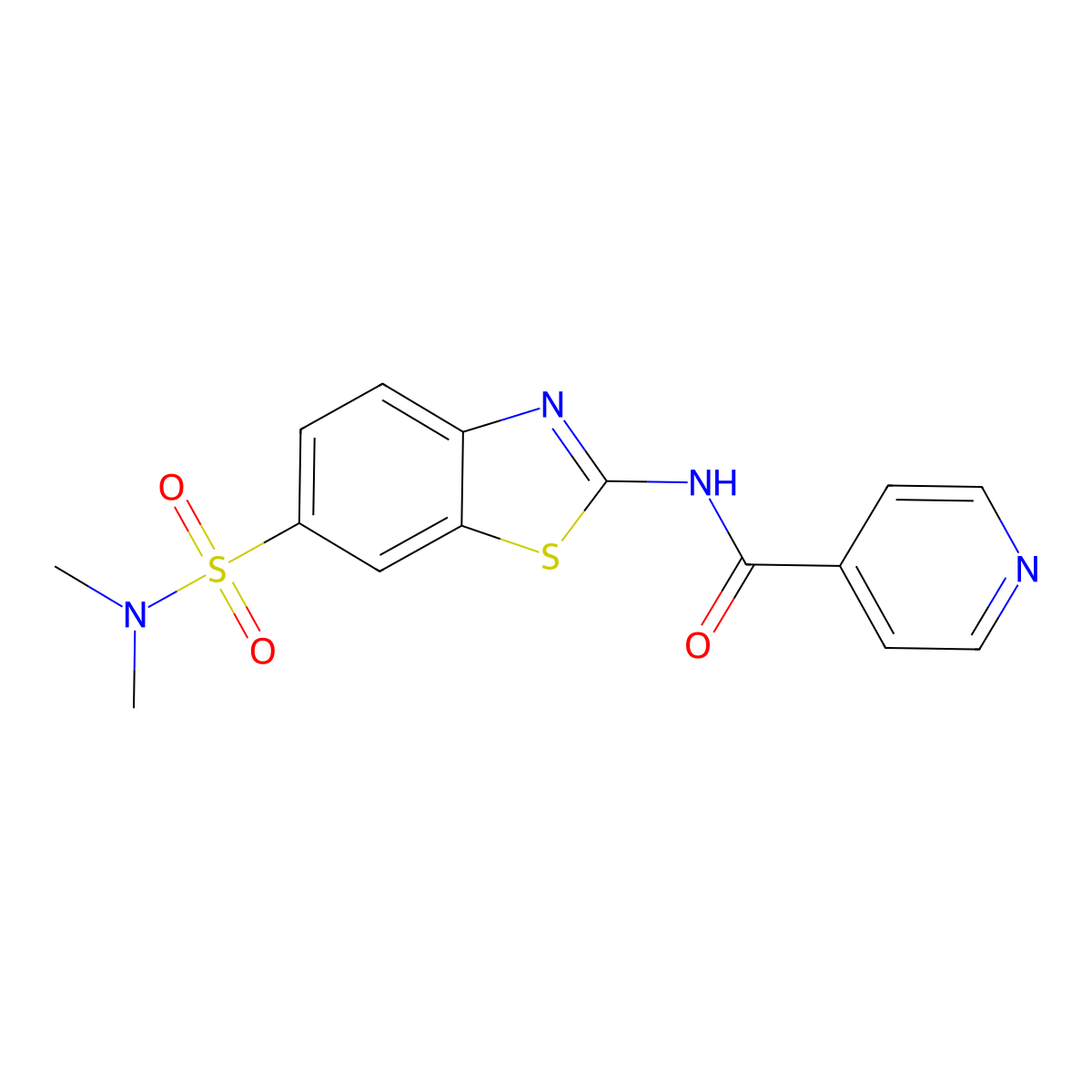 N-[6-(dimethylsulfamoyl)-1,3-benzothiazol-2-yl]pyridine-4-carboxamide molecular structure, CAS 701931-43-3