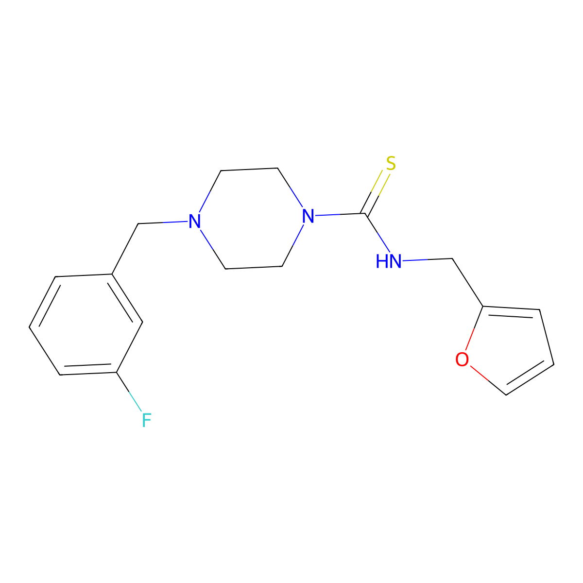 4-[(3-fluorophenyl)methyl]-N-(furan-2-ylmethyl)piperazine-1-carbothioamide molecular structure, CAS 701931-48-8