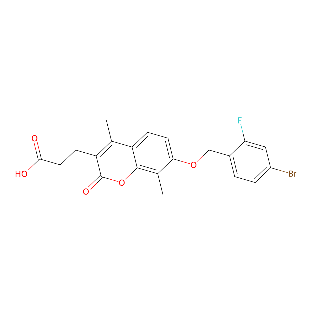 3-{7-[(4-bromo-2-fluorobenzyl)oxy]-4,8-dimethyl-2-oxo-2H-chromen-3-yl}propanoic acid molecular structure, CAS 701931-60-4