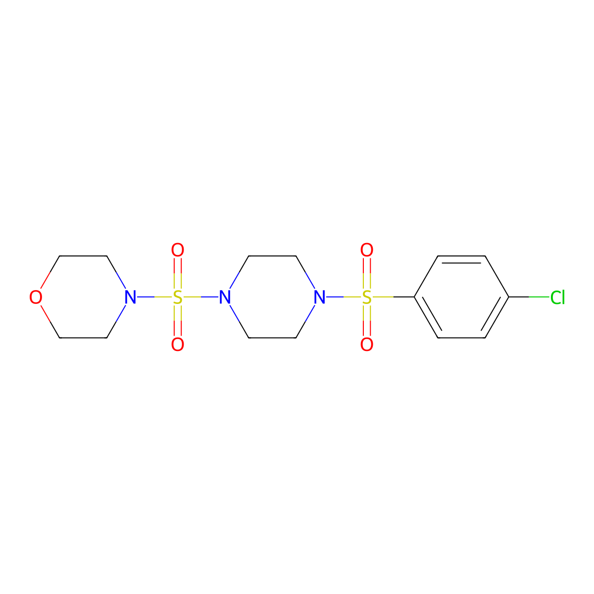 4-({4-[(4-Chlorophenyl)sulfonyl]piperazinyl}sulfonyl)morpholine molecular structure, CAS 701931-75-1