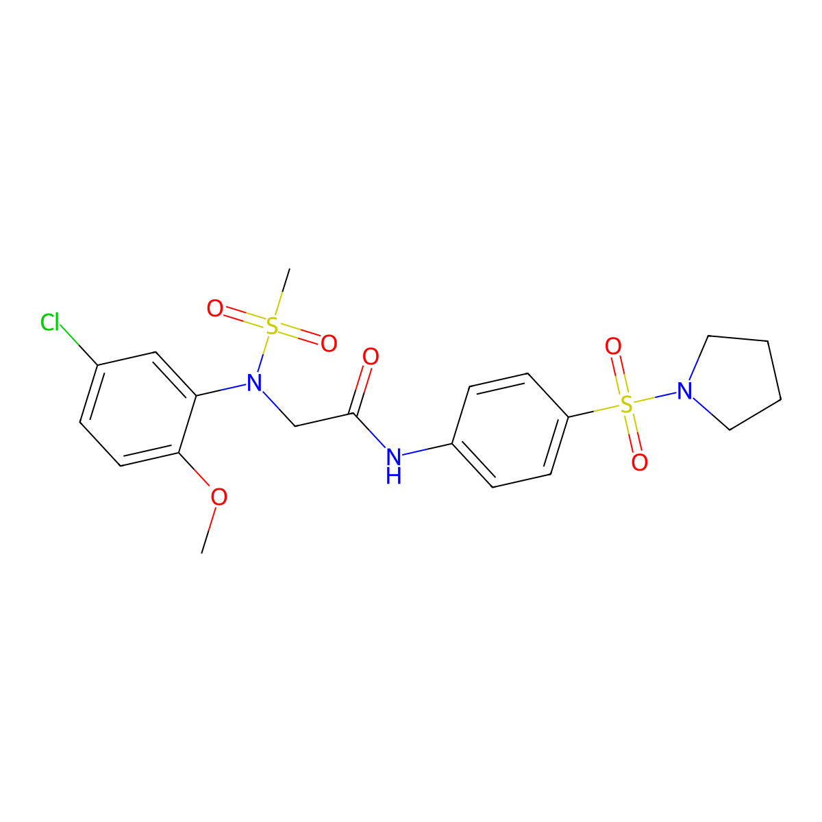 2-(5-chloro-2-methoxy-N-methylsulfonylanilino)-N-(4-pyrrolidin-1-ylsulfonylphenyl)acetamide molecular structure, CAS 701931-94-4