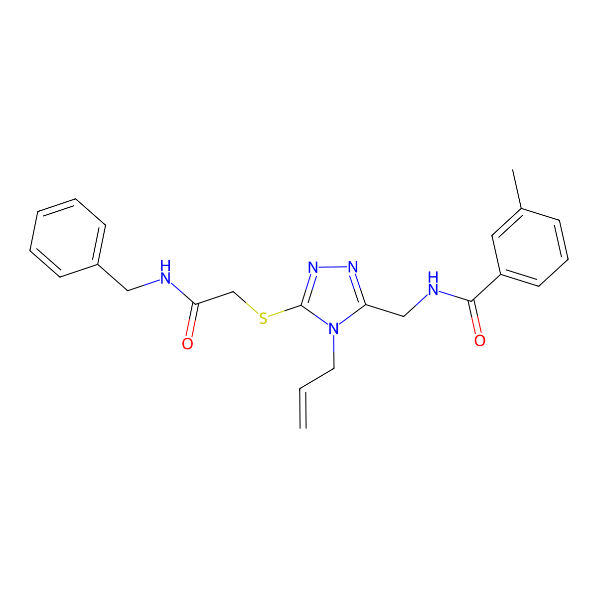 N-[[5-[2-(benzylamino)-2-oxoethyl]sulfanyl-4-prop-2-enyl-1,2,4-triazol-3-yl]methyl]-3-methylbenzamide molecular structure, CAS 701931-98-8
