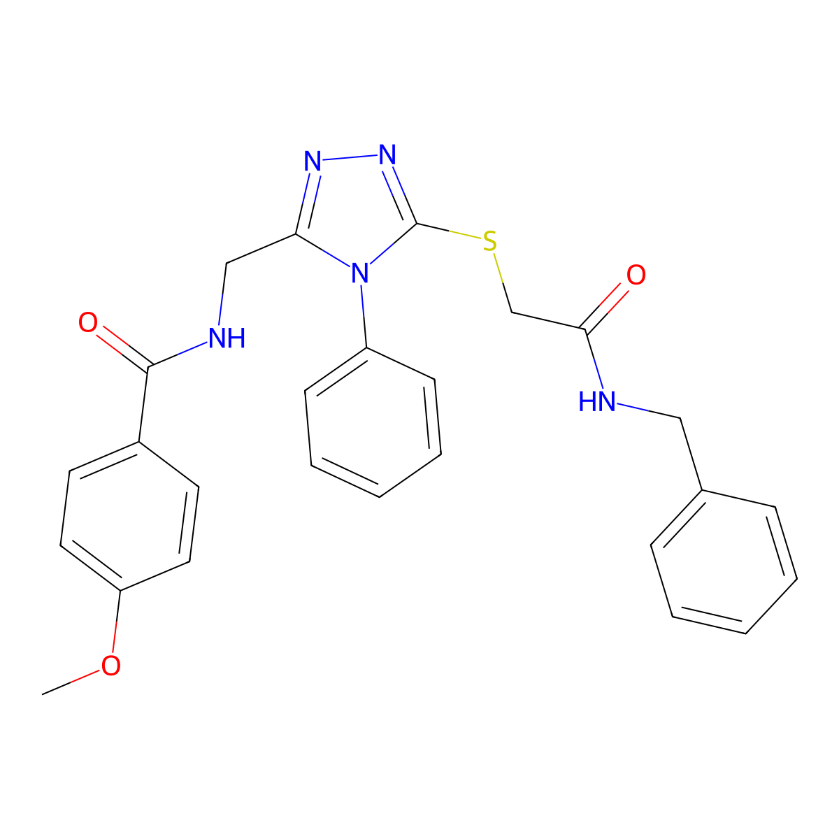 N-[[5-[2-(benzylamino)-2-oxoethyl]sulfanyl-4-phenyl-1,2,4-triazol-3-yl]methyl]-4-methoxybenzamide molecular structure, CAS 701931-99-9