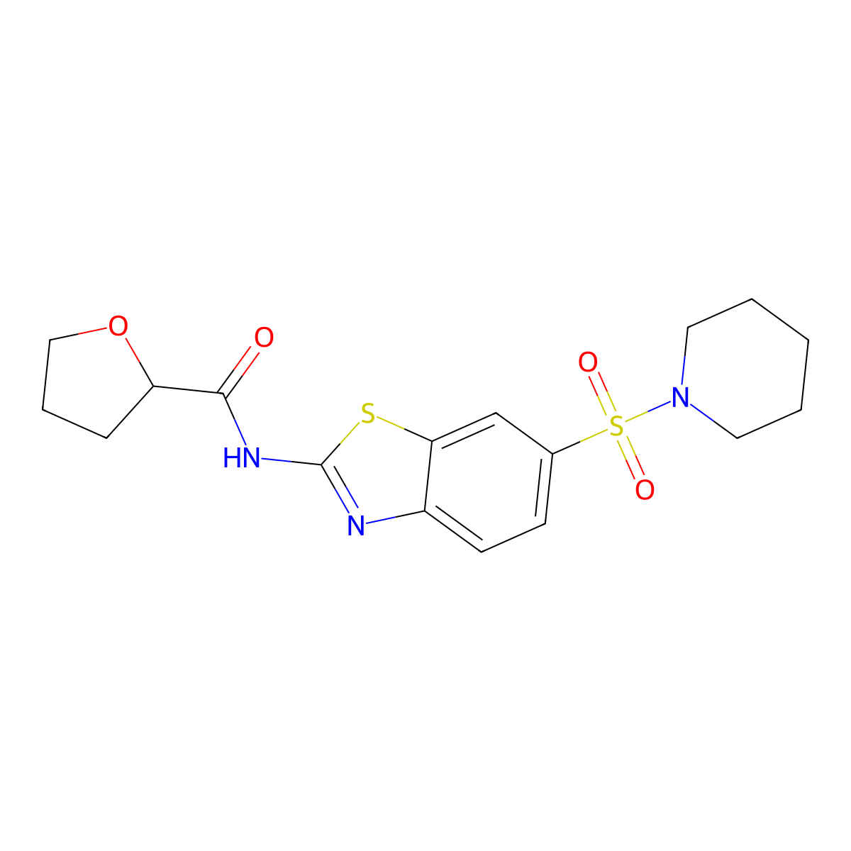 N-[6-(1-piperidinylsulfonyl)-1,3-benzothiazol-2-yl]tetrahydro-2-furancarboxamide molecular structure, CAS 701932-00-5
