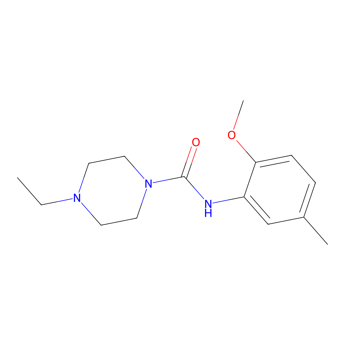 4-ethyl-N-(2-methoxy-5-methylphenyl)piperazine-1-carboxamide molecular structure, CAS 701932-12-9